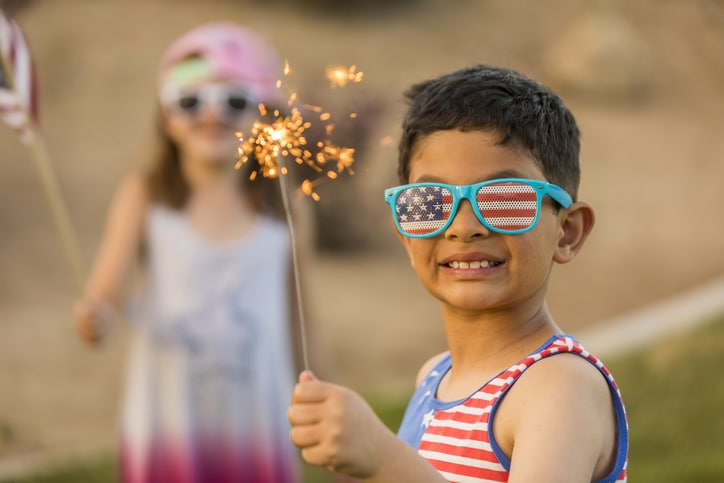 kids at Fourth of July celebrations fireworks